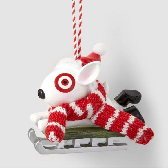 Target BULLSEYE Dog Ornament 2022 Sledding Dog Mascot Wondershop NWT - Picture 1 of 5